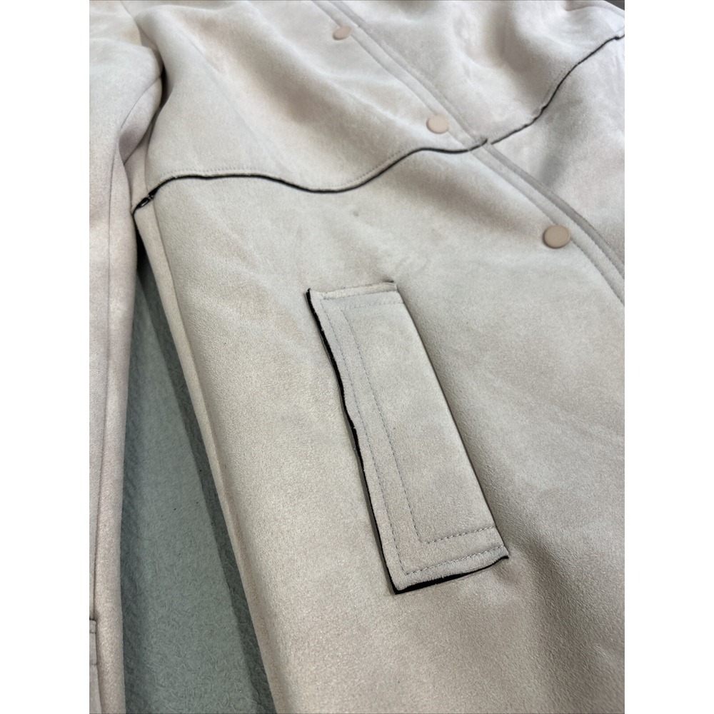 Zara Basics Womens Outerwear Pale Pink Faux Suede Jacket Size Small Pea Coat - Picture 4 of 16